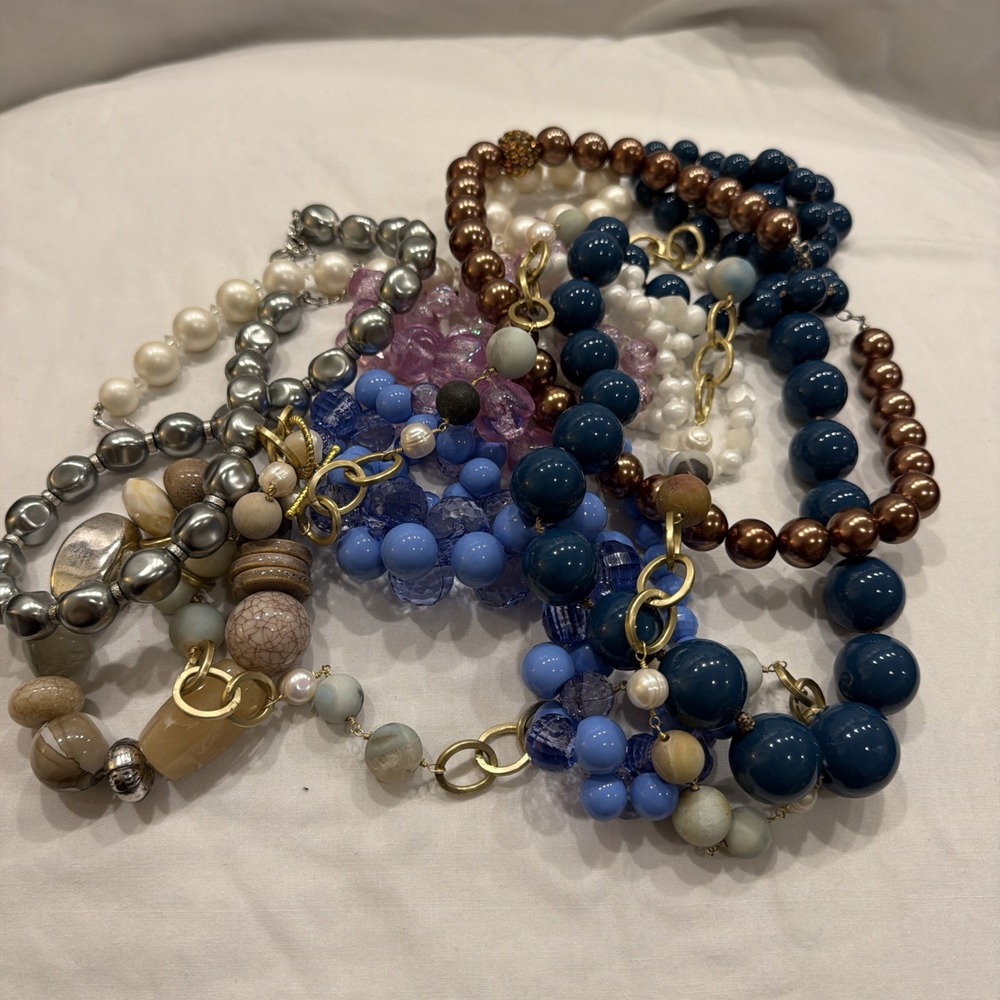 Vintage Beaded Necklace Lot‎ Multicolor